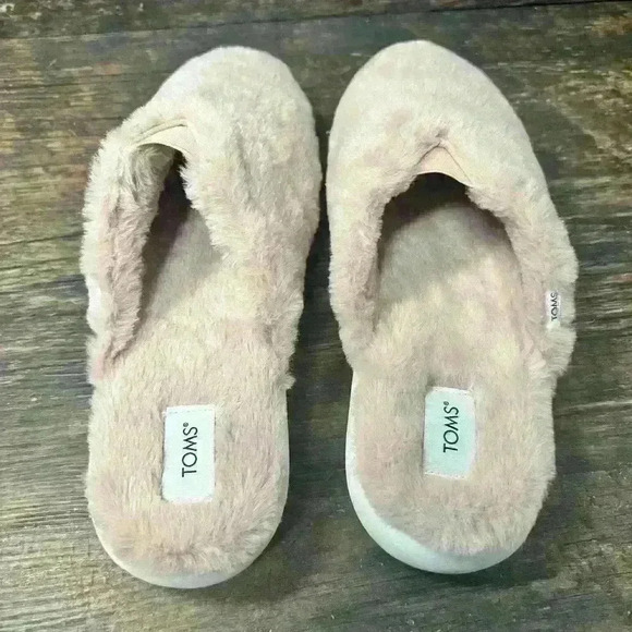 Toms Women’s Slippers Pink Fur Size 10 - Picture 3 of 6